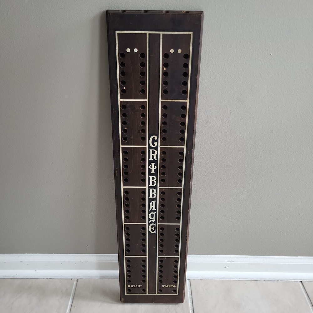 VINTAGE Cornwall Industries 27" Wooden Wall Hanging Cribbage Board Only No Pegs